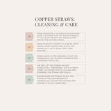 MSY copper straw cleaning and care infographic.