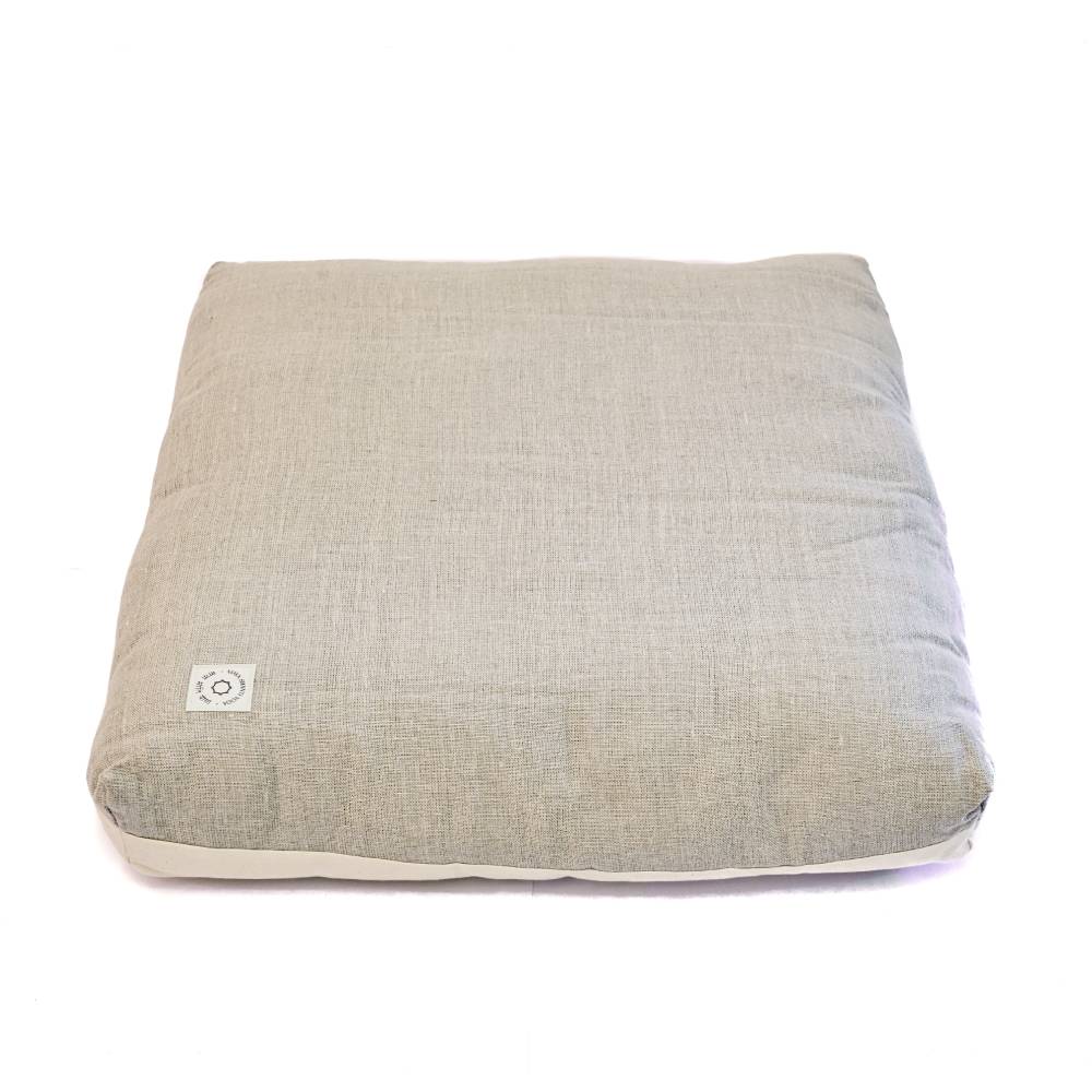 A MSY Zabuton - Meditation Cushion - Hemp & Organic Cotton by Maya Shanti Yoga on a white background.
