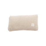 The Maya Shanti Yoga Pillow is a rectangular beige cushion with a textured sustainable hemp cover and a small white square front label, designed for ergonomic support.