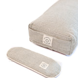 A Maya Shanti Yoga Unwinding Bundle consisting of a Lavender Eye Pillow and a Small Rectangular Bolster, perfect for meditation and relaxation.