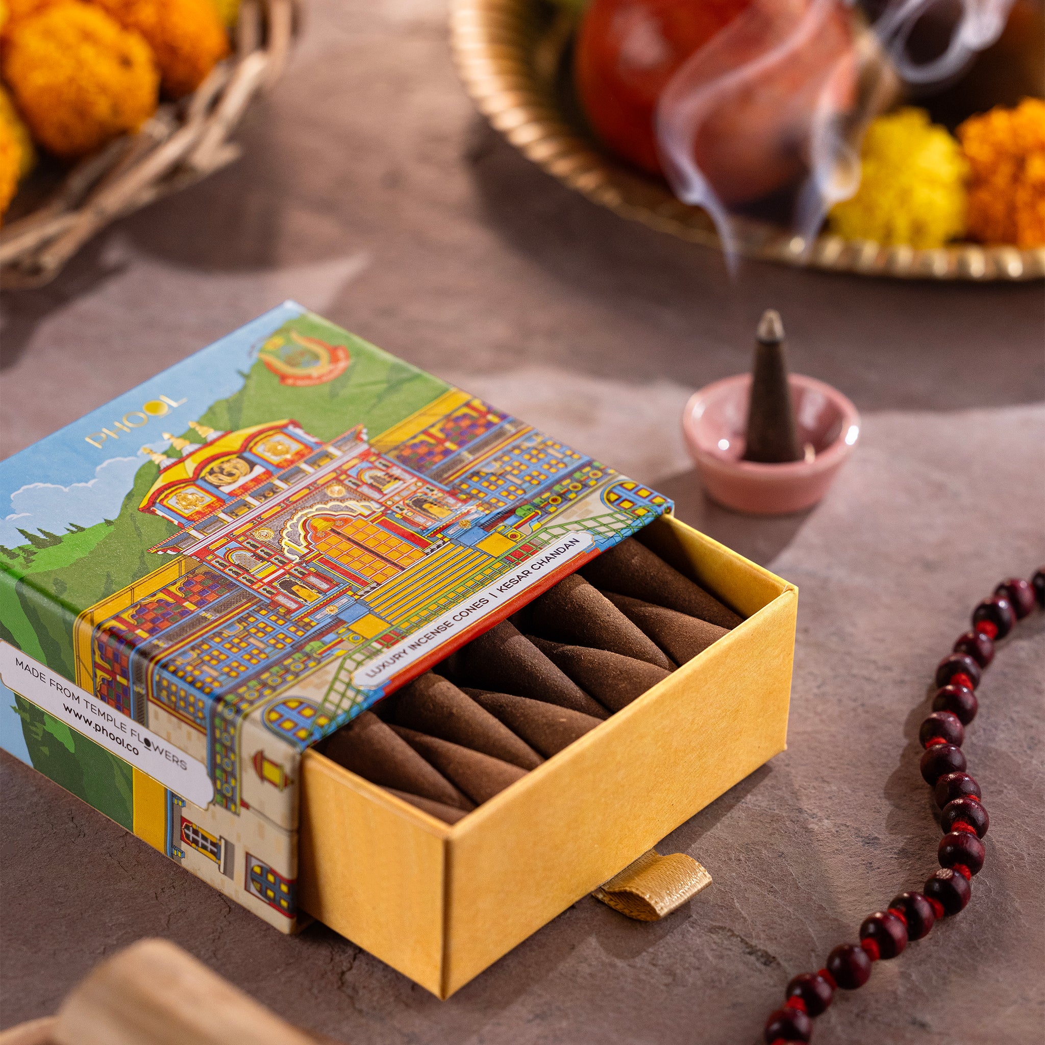 Phool Kesar Chandan  Incense cones by Maya Shanti Yoga 