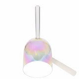 Multicolored glass with a straw on a white background