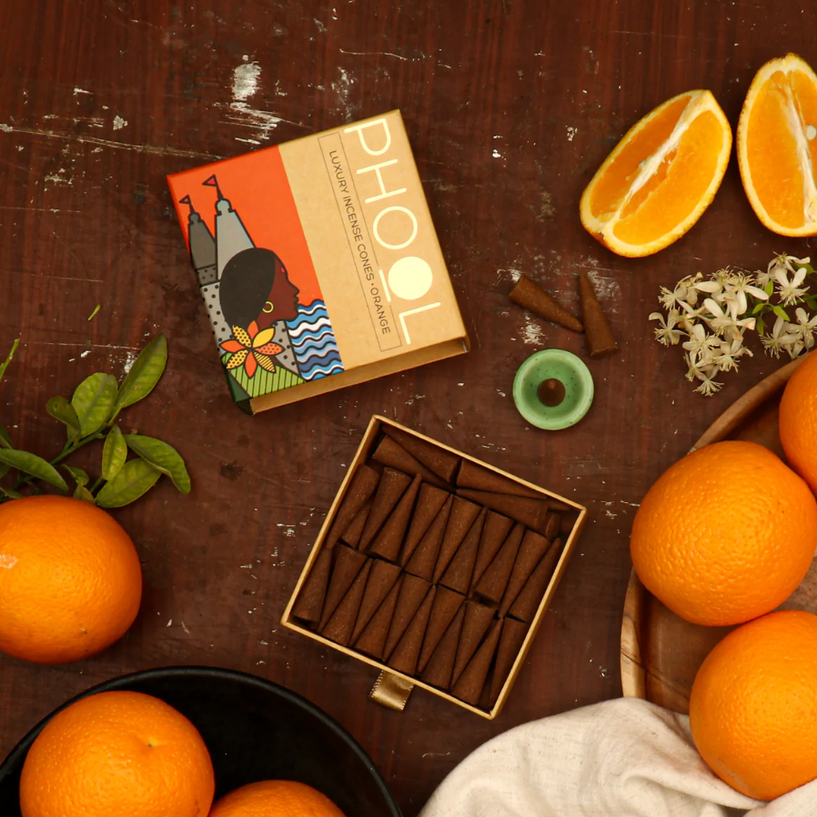 Phool Orange Incense cones by Maya Shanti Yoga 